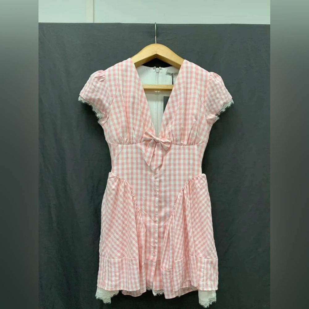 Charming Pink Gingham Midi Dress